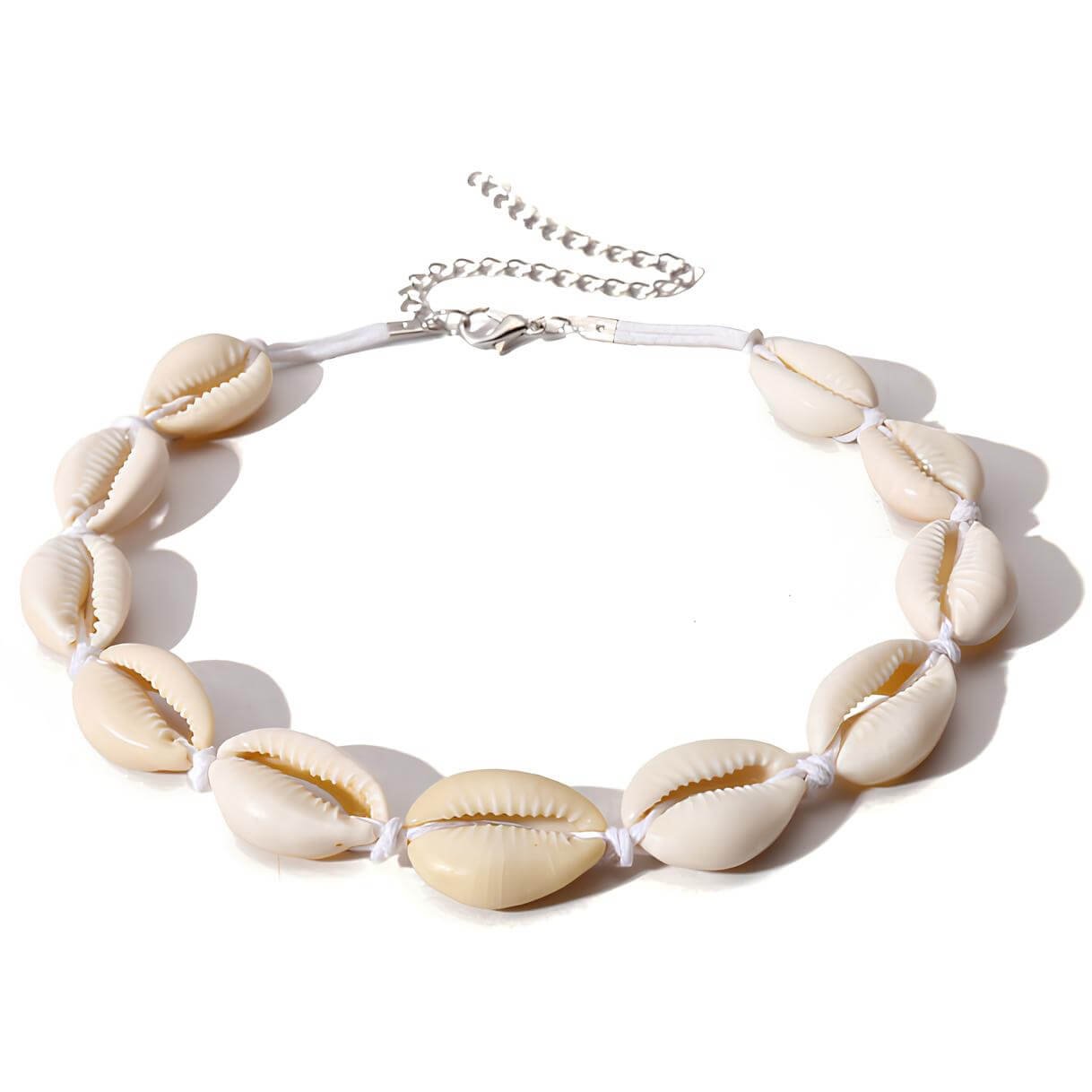 Collier coquillage cauri - Blanc