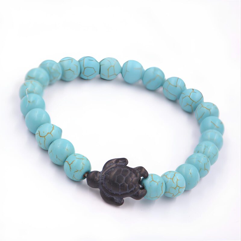 Bracelet Tortue de Mer perles - Bleu lagon