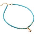 Collier coquillage bleu