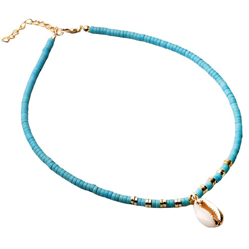 Collier coquillage bleu