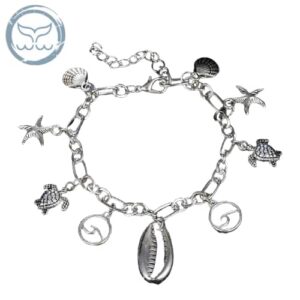 Bracelet de cheville coquillage et vagues