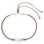 collier coquillage cordon bresilien marron