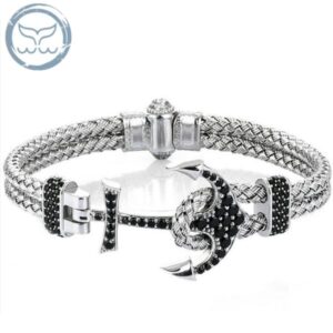 Bracelet ancre femme métal tressé argent