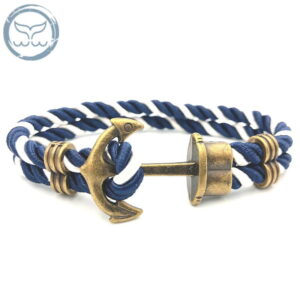 Bracelet ancre homme corde bleu et blanc