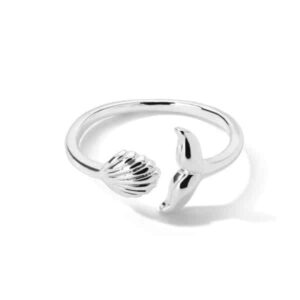 Bague dauphin et coquillage argent