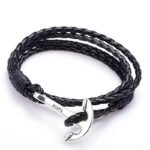 Bracelet Ancre Cuir - Noir