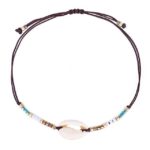 Bracelet Cheville Coquillage Courant - Marron