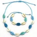 Parrure collier coquillage et bracelet bleu