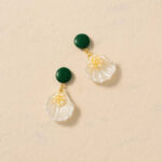Boucles d'oreilles Perle de Nacre Émeraude