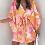 Robe de Plage Géométrique Colorée