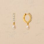Boucle d’oreille perle et zirconium en plaqué or – Éclats de Nacre