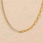 Collier Asymétrique Or et Zirconium – Océélia